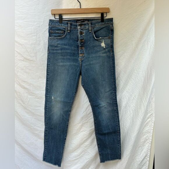 Veronica Beard Jeans Faye 11' Skinny Womens Terrain Blue Button Fly  Size 30 - Picture 1 of 9